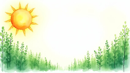 Obraz premium Solar Sun and Green Technology Border Frame: Copy Space for World Environment Day Renewable Initiatives Concept in Photo Stock