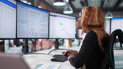 Businesswoman Utilizing Agile Project Management Software