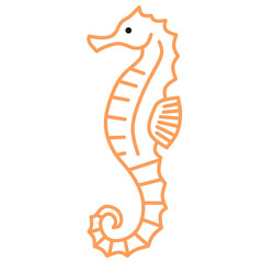 Minimalist line art of a seahorse, great for marine themes, ocean conservation, beach design, and nature-inspired illustrations. Perfect for stylish branding and underwater-themed vector projects.