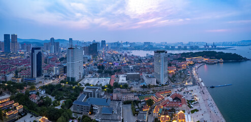 China, Yantai, coastline, city, city skyline, building landscape, building, architecture, background, metropolis, downtown,