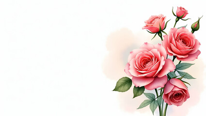Fototapeta premium Vibrant Mothers Day Roses: Radiant Floral Design with Artistic Detailing for Promotions & Digital Media - Perfect for Stock Photos with Empty Space on Left