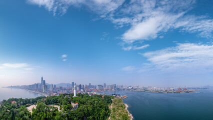 China, Yantai, coastline, city, city skyline, building landscape, building, architecture, background, metropolis, downtown,
