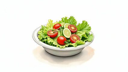 Caesar salad in a to go container vibrant fresh perfectly centered isolated offered for healthier fast food options emphasizing nutrition concept as Fresh and vibrant Caesar salad neatly packed in a t