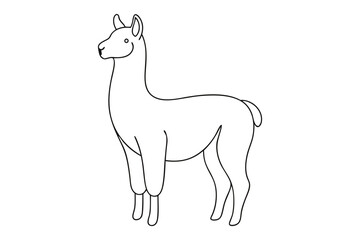 Naklejka premium Alpaca Outline Drawing Vector Illustration