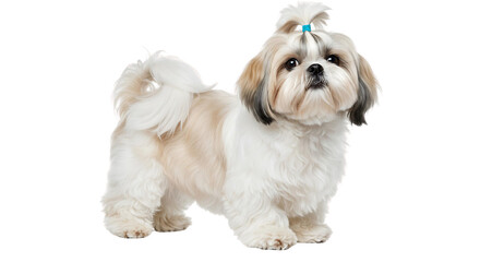 Adorable shih tzu dog breed portrait cute puppy small dog companion animal dog with fluffy hair isolated pet
