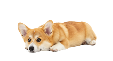 Adorable corgi puppy dog resting portrait isolated pet animal canine breed welsh pembroke friend cute face