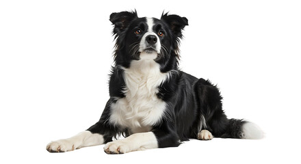 Portrait of a border collie dog lying down looking at camera pet animal canine breed domestic mammal studio shot