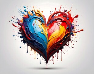 Heart of vibrant paint splashes