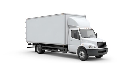 White box truck isolated on white background