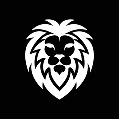  lion logo icon in minimalist vector on black 