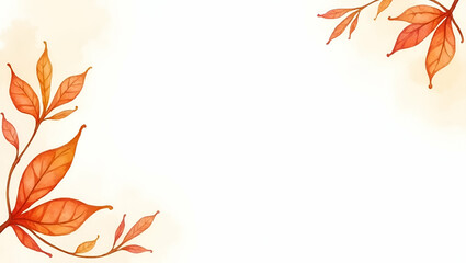 Isolated Rustic Watercolor Autumn Leaves Clipart for Cozy Seasonal Designs - Perfect for Warm Fall Themes in Photo Stock with Empty Space