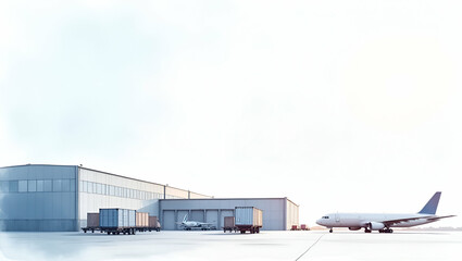 Fototapeta premium State-of-the-Art Air Freight Terminal: Automated Sorting Systems, Temperature-Controlled Storage, Integrated Customs Clearance - Photo Stock Concept with Empty Space