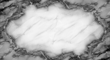 Elegant Marble Texture with a Unique Frame and Subtle Veining in Black and White