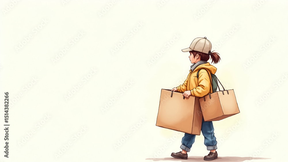 Aufkleber photo realistic image of a person with delivery bag symbolizing reliable service and commitment, cle
