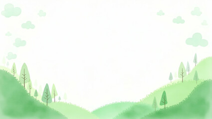 Obraz premium Green landscape and clean air symbols border frame with copy space for World Environment Day air quality concept as Green landscape and clean air symbols creating a border with copy space for air qual