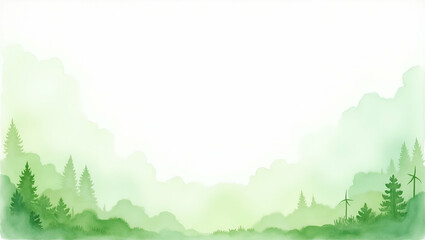 Fototapeta premium Green Landscape and Clean Air Symbols Border Frame for World Environment Day: Create Awareness on Air Quality with This Photo Stock Concept Featuring Copy Space for Your Message