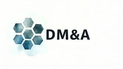Fototapeta premium Photo Realistic Hexagonal Grid Logo Design with DM&A Text - Perfect for T-Shirt Designs Symbolizing Organized Data Management