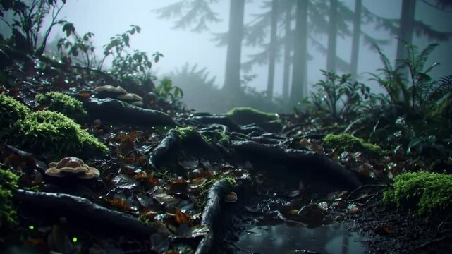 Mysterious Hoia Baciu Romania Forest Floor Cinematic View