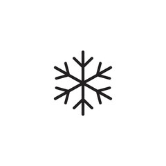 Black snowflake icon in minimalist design on white background  