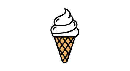 Ice cream cone with soft swirl in classic style