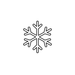 Snowflake icon in minimalist line design on white background  