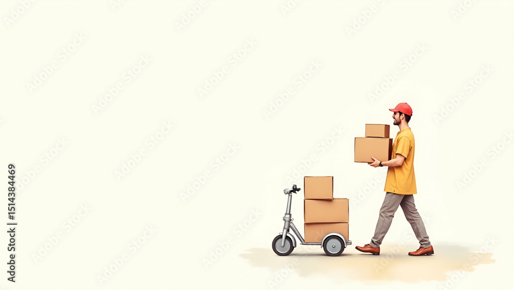 Poster photo realistic image of a person with delivery bag: symbolizing reliable service and commitment in 