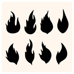 Abstract Fire Flame Silhouettes Set