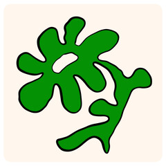 Abstract Green Organic Shapes Doodle Set-01