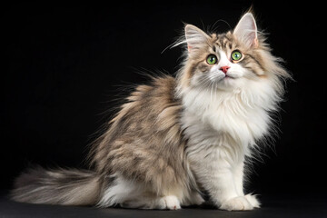 Norwegian forest cat 5 months old isolated on transparent background