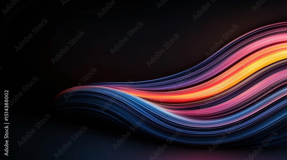 Aufkleber abstract glowing red lines on black background