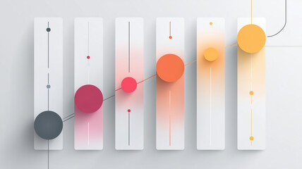 Minimal step infographic in vertical layout featuring colorful circles and sliders, illustrating data progression and comparison in modern design. visual conveys clarity and organization