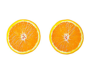 Two halves of a fresh orange fruit isolated on transparent PNG
