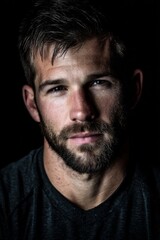 Obraz premium Close Up Portrait of a Sweaty Man with Beard