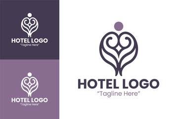 Sophisticated Hotel Logos Featuring Architecture and Purple Color Scheme