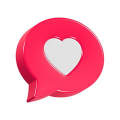 love chat symbol icon 3d rendering red color