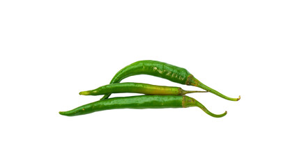 Fresh Green Chilies Isolated on Transparent Background. PNG File