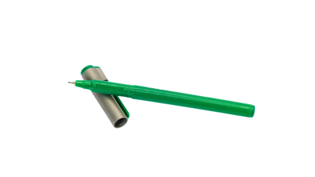 Green Pen Stationery Writing Tool Isolated on Transparent Background. PNG File
