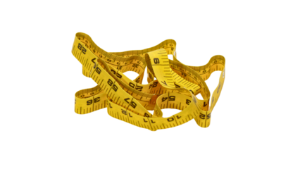 Yellow Measuring Tape. Yellow Plastic Measuring Tape Isolated on White Background
