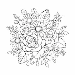 A monochrome floral sketch with a classic feel &mdash; great for coloring pages or minimalist designs.