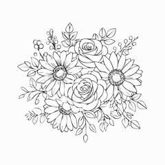 A monochrome floral sketch with a classic feel &mdash; great for coloring pages or minimalist designs.