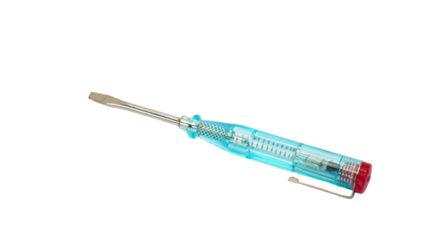 Electric Tester Pen Voltage Detector Tool Isolated on Transparent Background. PNG File