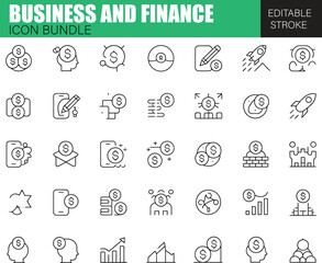 business and finance icons Editable Stroke