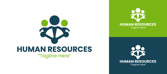 Professional Human Resources Logo Design with Green and Blue Colors