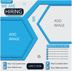 We Are Hiring  social media poster design vector templates