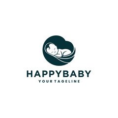 cute baby sleep for babyshop vector logo illustration design