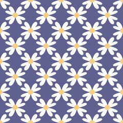 Seamless Daisy Floral Pattern on Purple Background – Cute Spring Flower Design