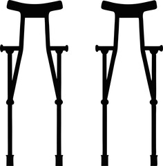 Crutches Silhouette Vector Illustration 