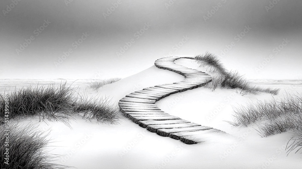 Poster abstract grayscale path leading to open void