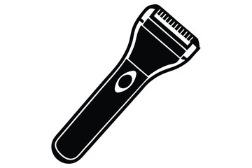 Obraz premium Electric Razor Illustration in Black and White Silhouette Style for Personal Grooming and Hygiene Needs