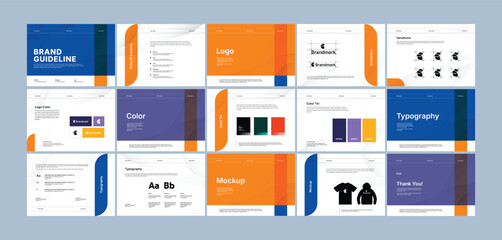 Brand identity design template. Creative brand guidelines layout. Logo and brand strategy guide. Brand manual presentation. Brand strategy design. Logo guideline book.	